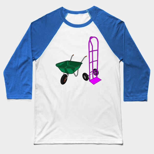 Wheelbarrow & hand trolley cartoon illustration Baseball T-Shirt by Miss Cartoon